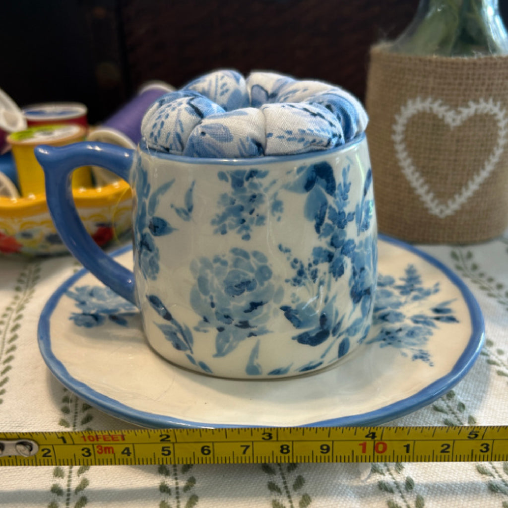 Baby Blue Tiny Tea Cup Pin Cushion