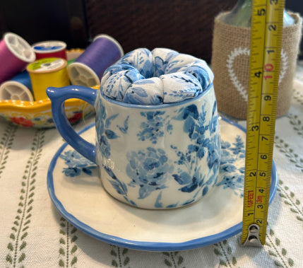 Baby Blue Tiny Tea Cup Pin Cushion