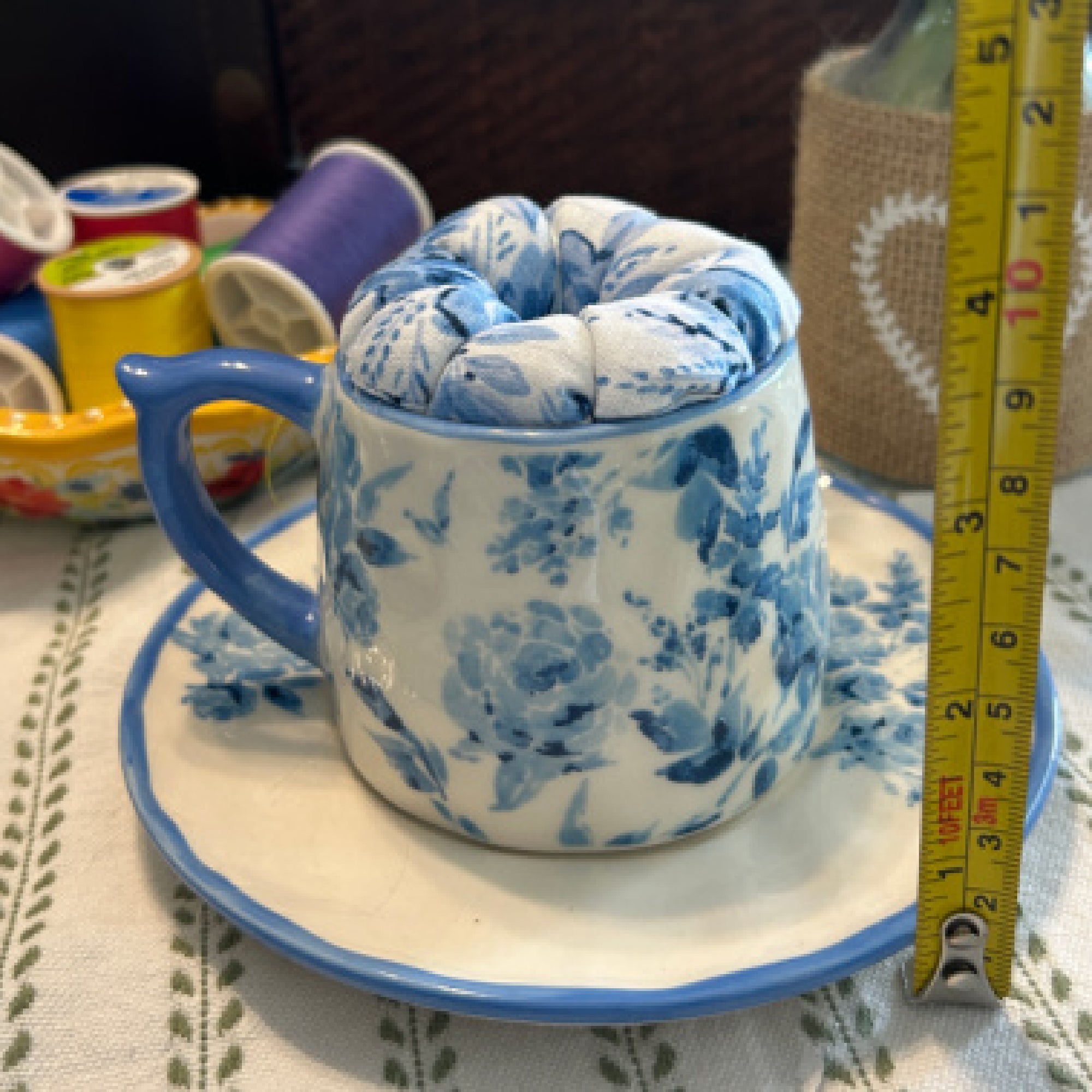 Baby Blue Tiny Tea Cup Pin Cushion