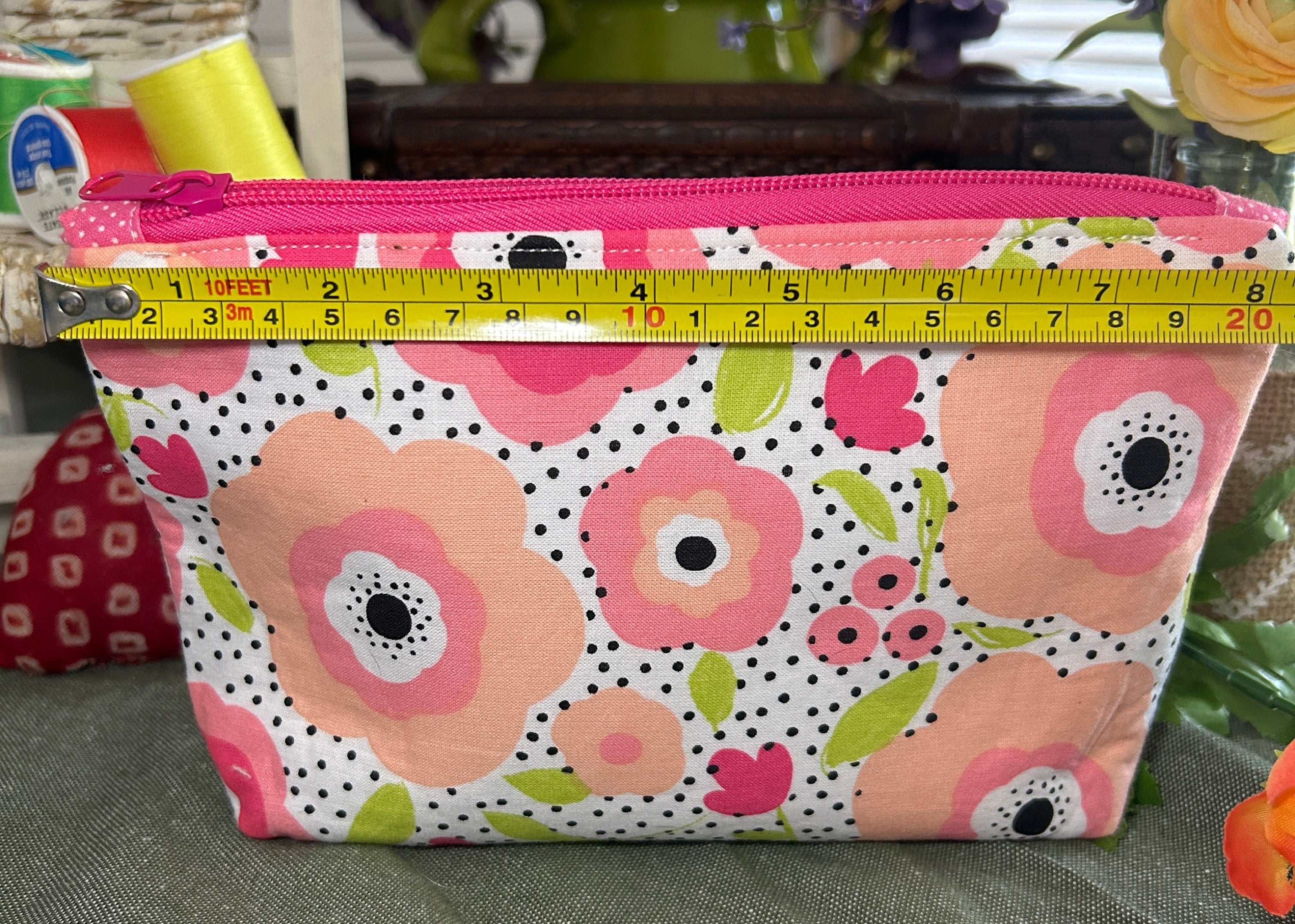 Black-eyed Peach Floral Cosmetic Zipper Pouch
