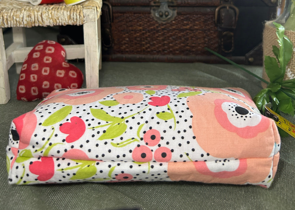 Black-eyed Peach Floral Cosmetic Zipper Pouch