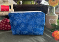 Chalk Flowers on Royal Blue Cosmetic Zipper Pouch