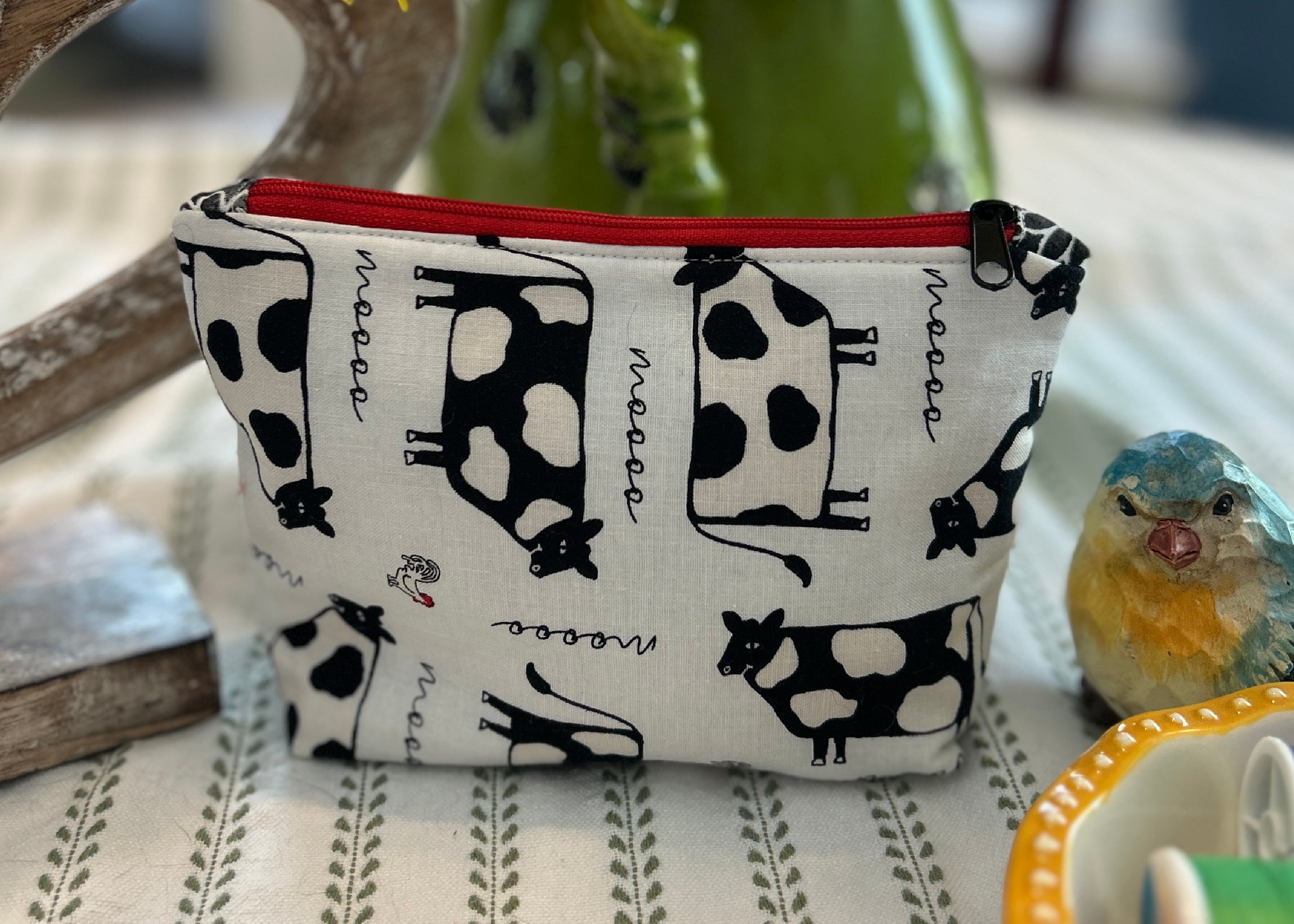 Cosmetic Zipper Pouch - Cockadoodle Moooo