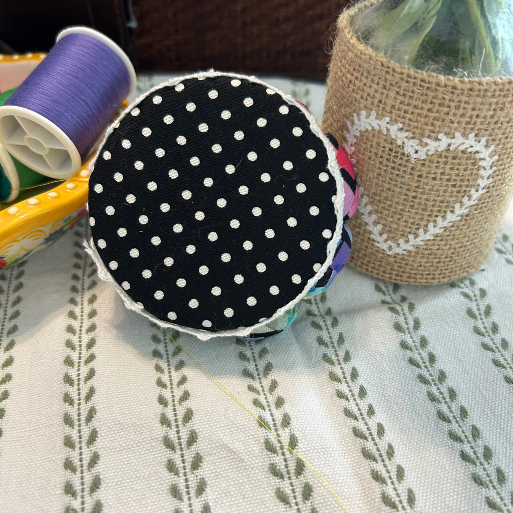 Pin Cushion with Colorful Squares - Small with black base