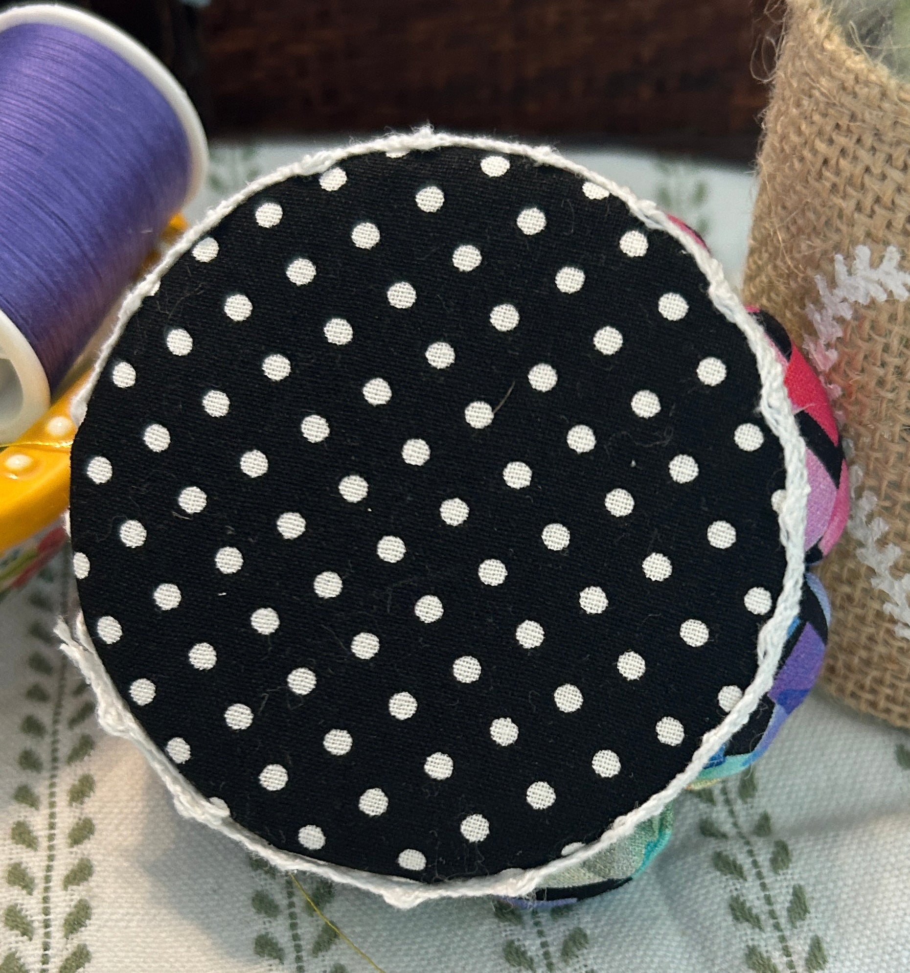 Pin Cushion with Colorful Squares - Small with black base