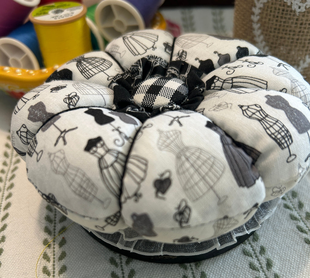 Pin Cushion - Dressmaker design - Black and White