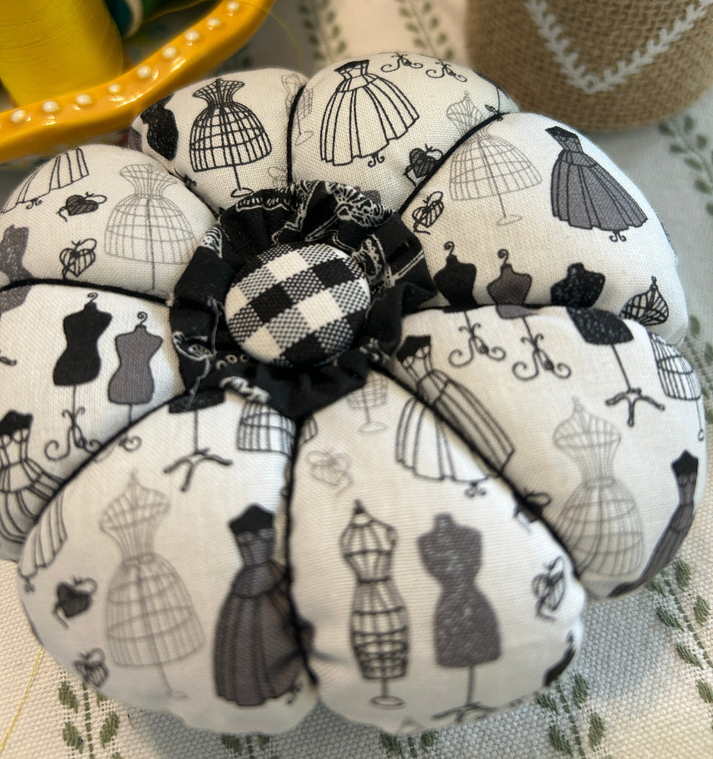 Pin Cushion - Dressmaker design - Black and White