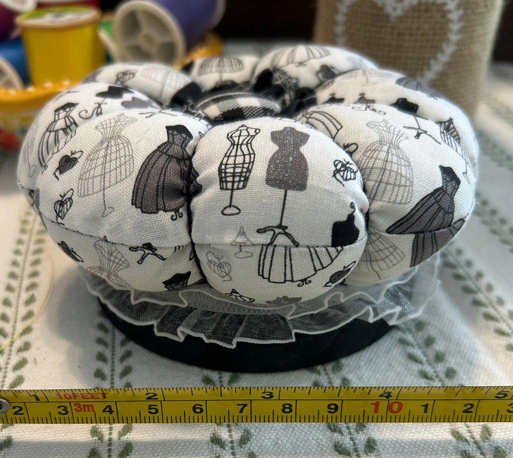 Pin Cushion - Dressmaker design - Black and White