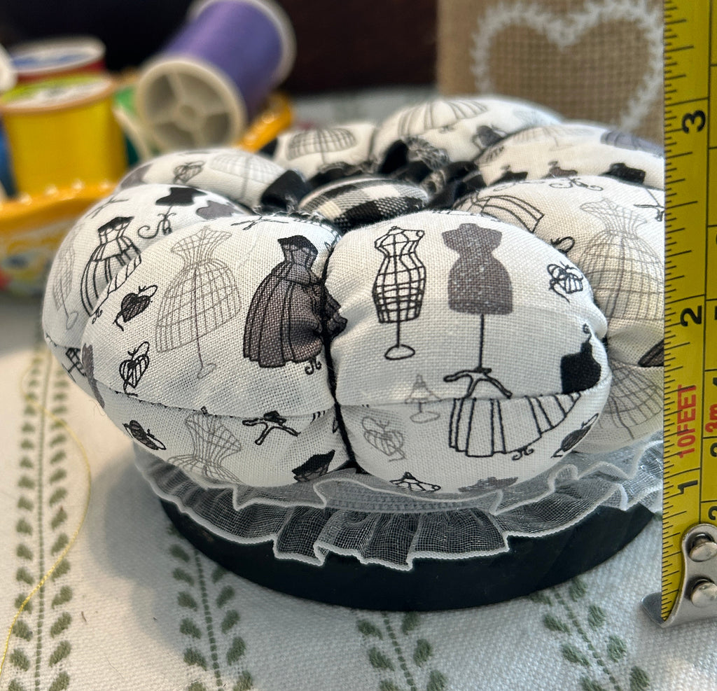 Pin Cushion - Dressmaker design - Black and White