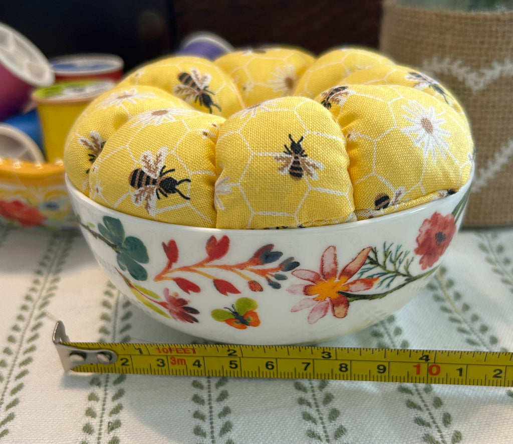 Honey Bees in a Bowl Pin Cushion