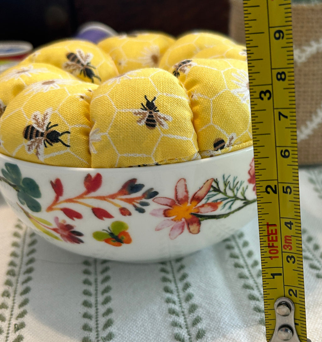 Honey Bees in a Bowl Pin Cushion