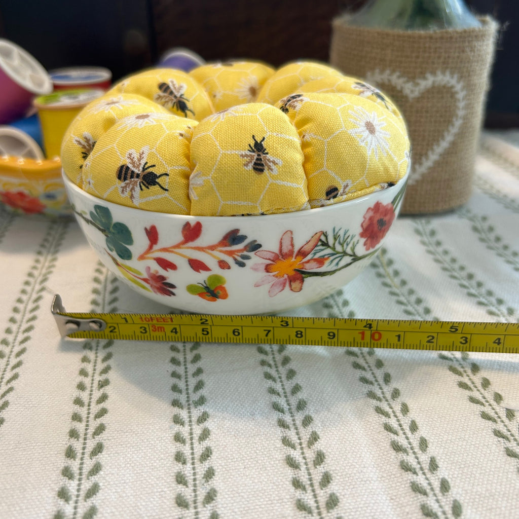 Honey Bees in a Bowl Pin Cushion