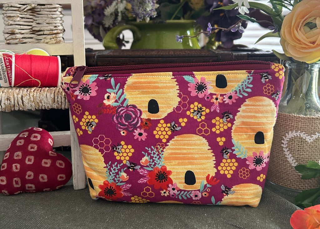 Honey Combs and Bee Hives Cosmetic Zipper Pouch