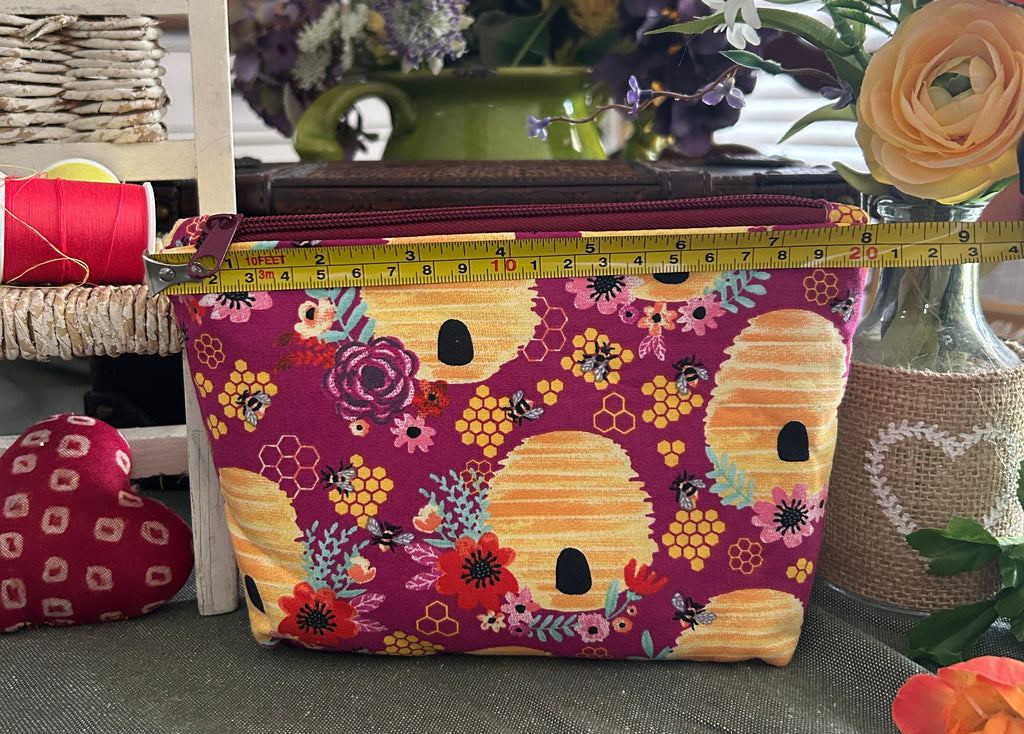 Honey Combs and Bee Hives Cosmetic Zipper Pouch