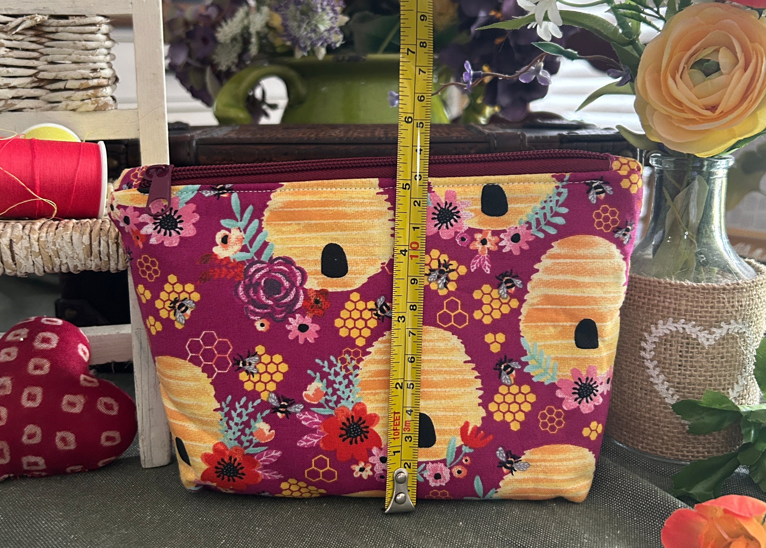 Honey Combs and Bee Hives Cosmetic Zipper Pouch