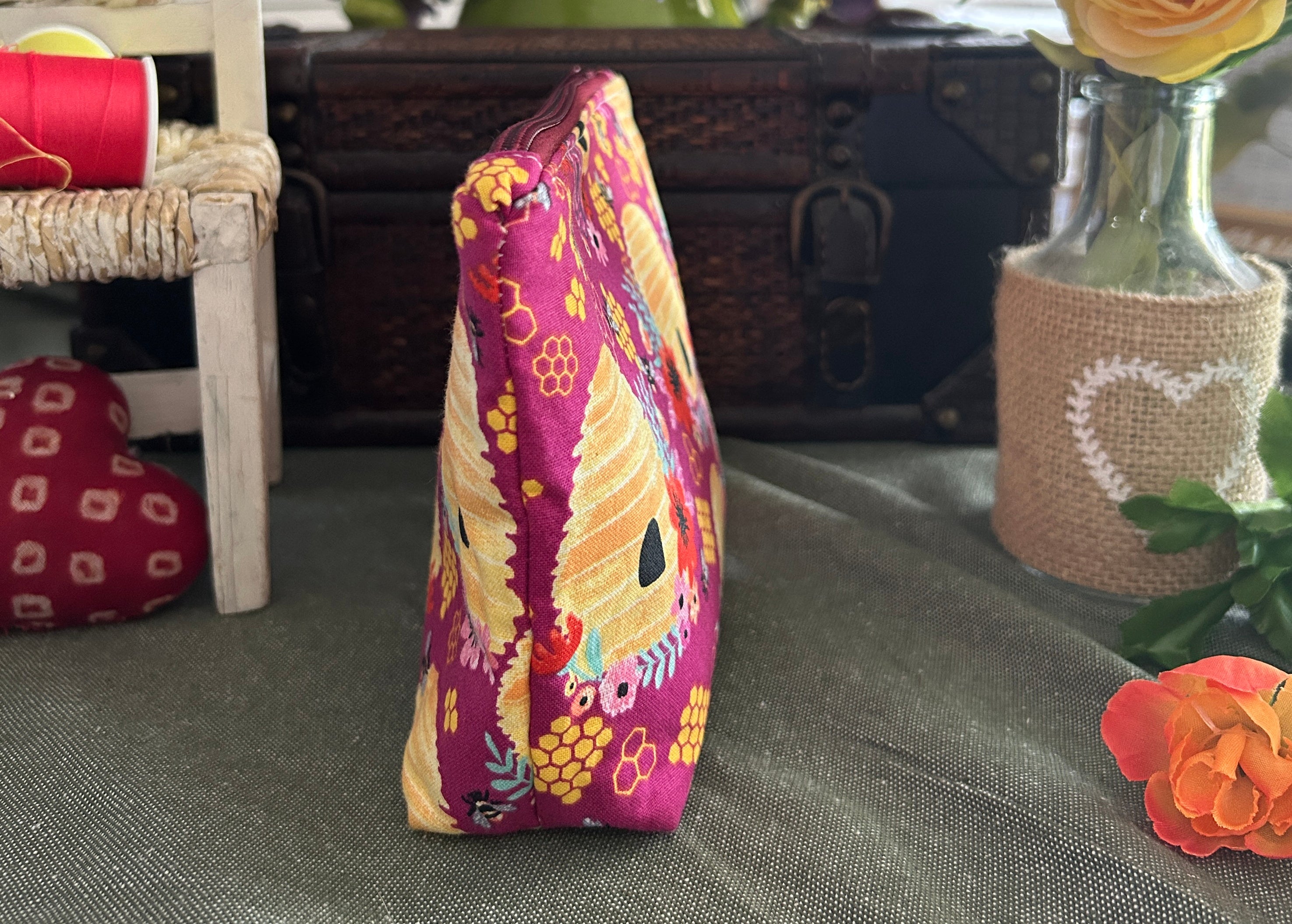 Honey Combs and Bee Hives Cosmetic Zipper Pouch