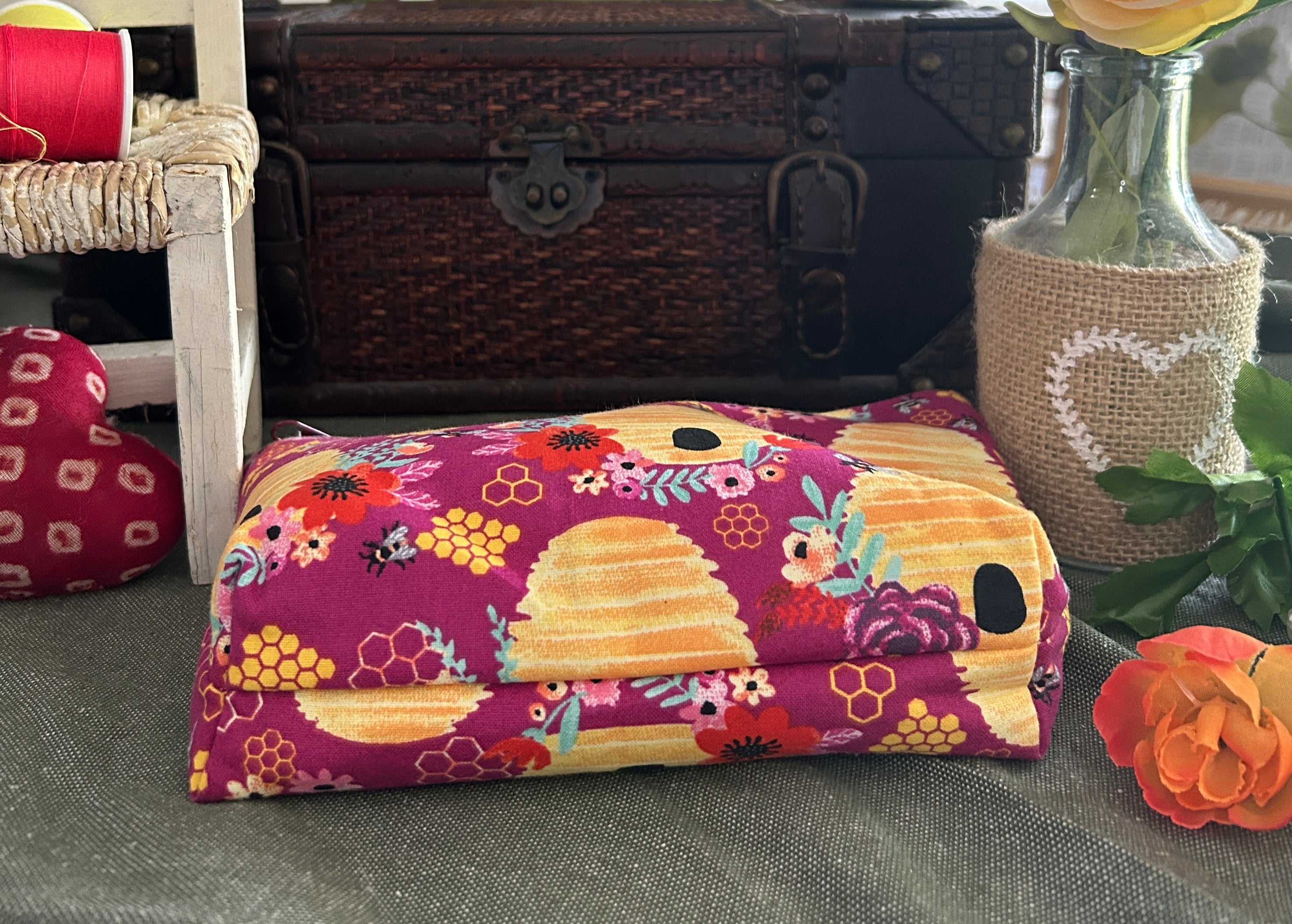 Honey Combs and Bee Hives Cosmetic Zipper Pouch