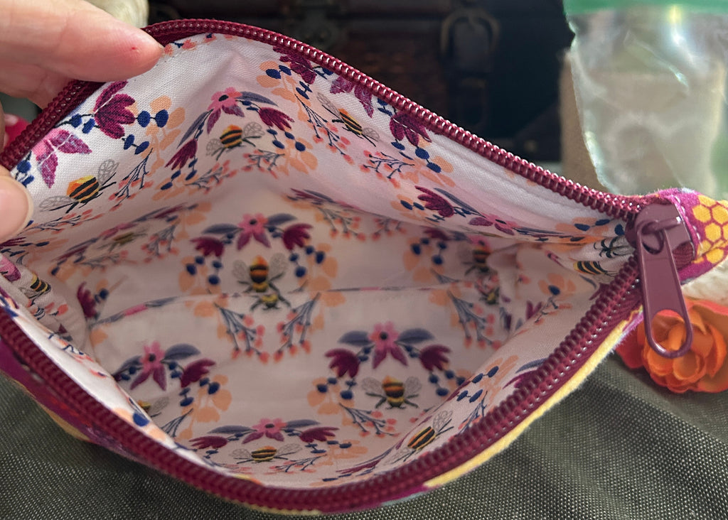 Honey Combs and Bee Hives Cosmetic Zipper Pouch