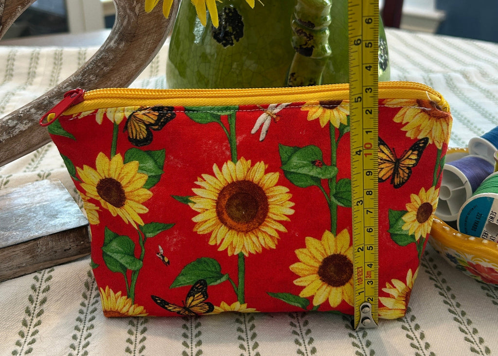 Cosmetic Zipper Pouch - Sunflowers and Butterflies