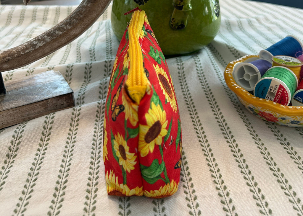 Cosmetic Zipper Pouch - Sunflowers and Butterflies