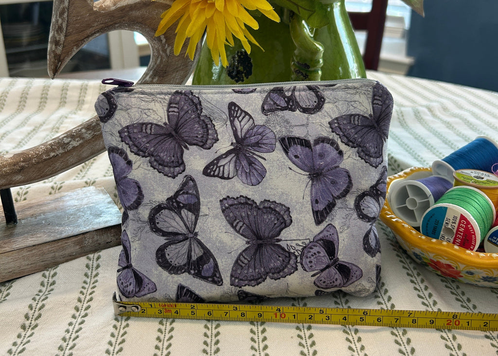 Cosmetic Zipper Pouch - Purple Butterflies