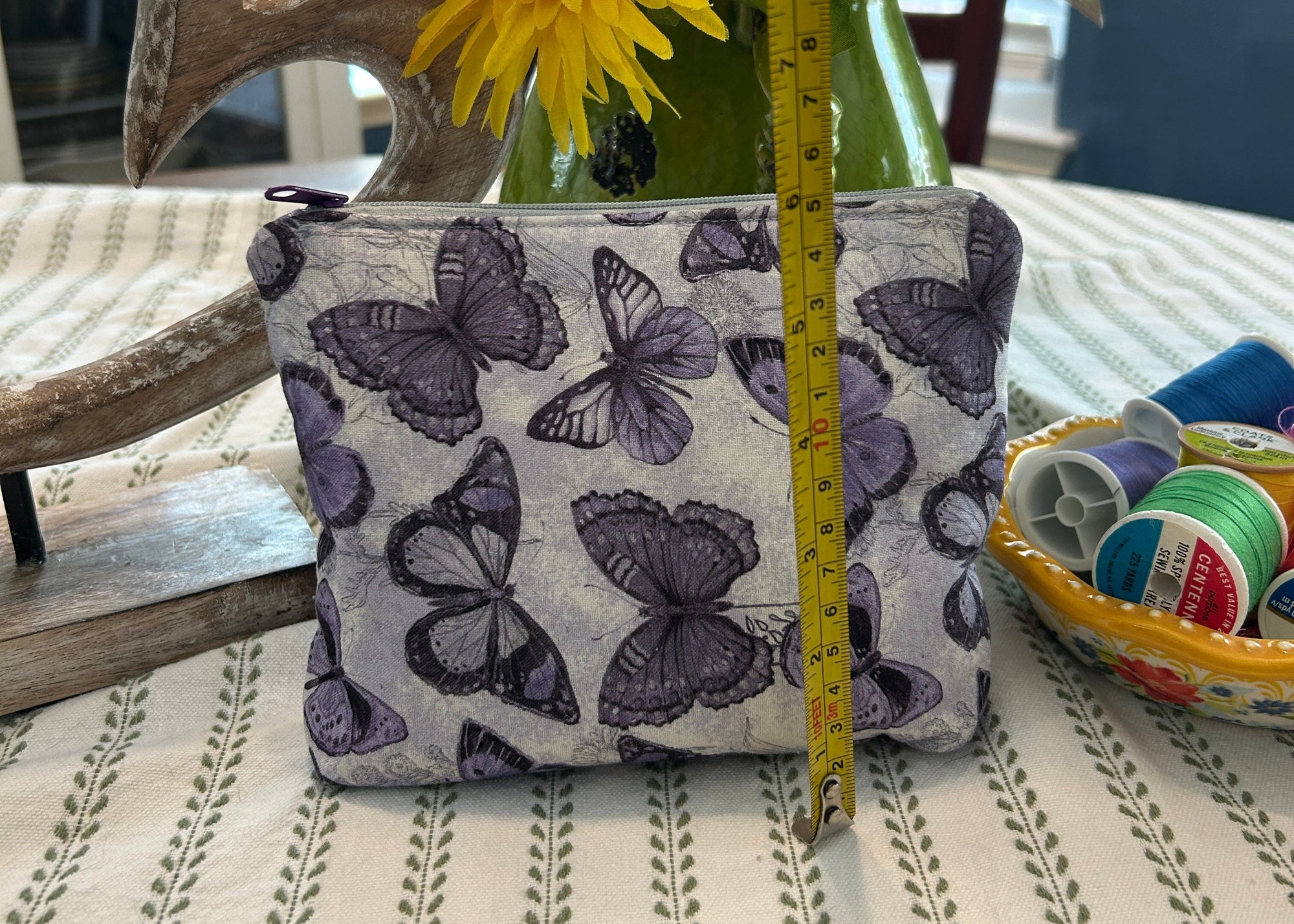 Cosmetic Zipper Pouch - Purple Butterflies