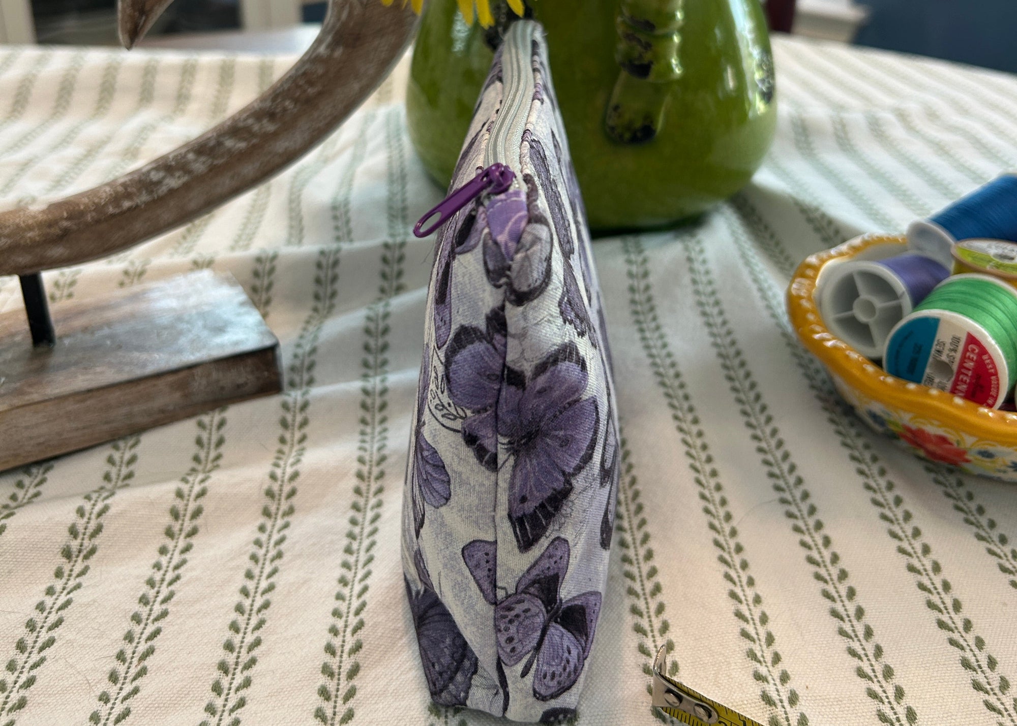Cosmetic Zipper Pouch - Purple Butterflies