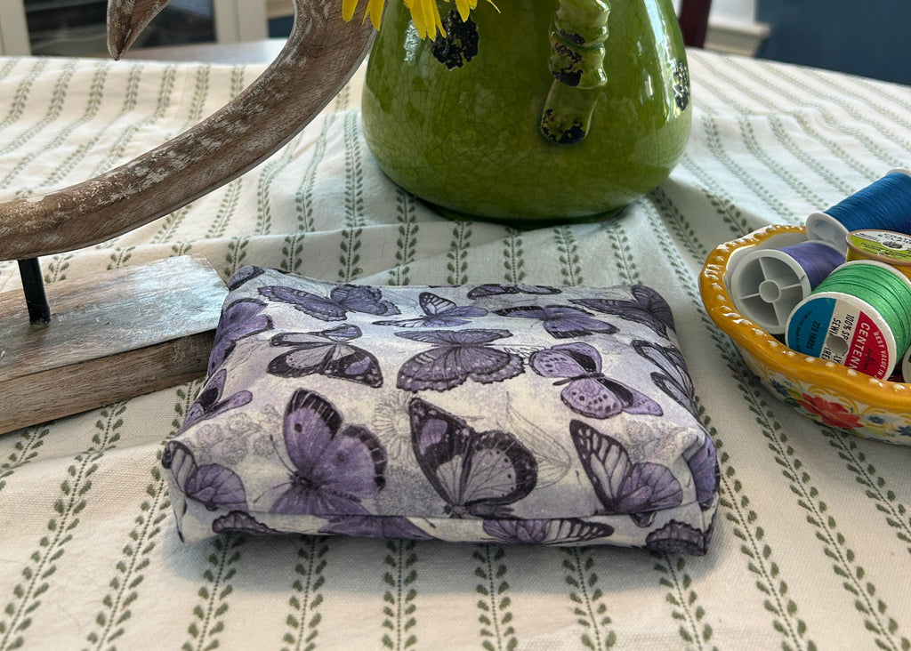 Cosmetic Zipper Pouch - Purple Butterflies