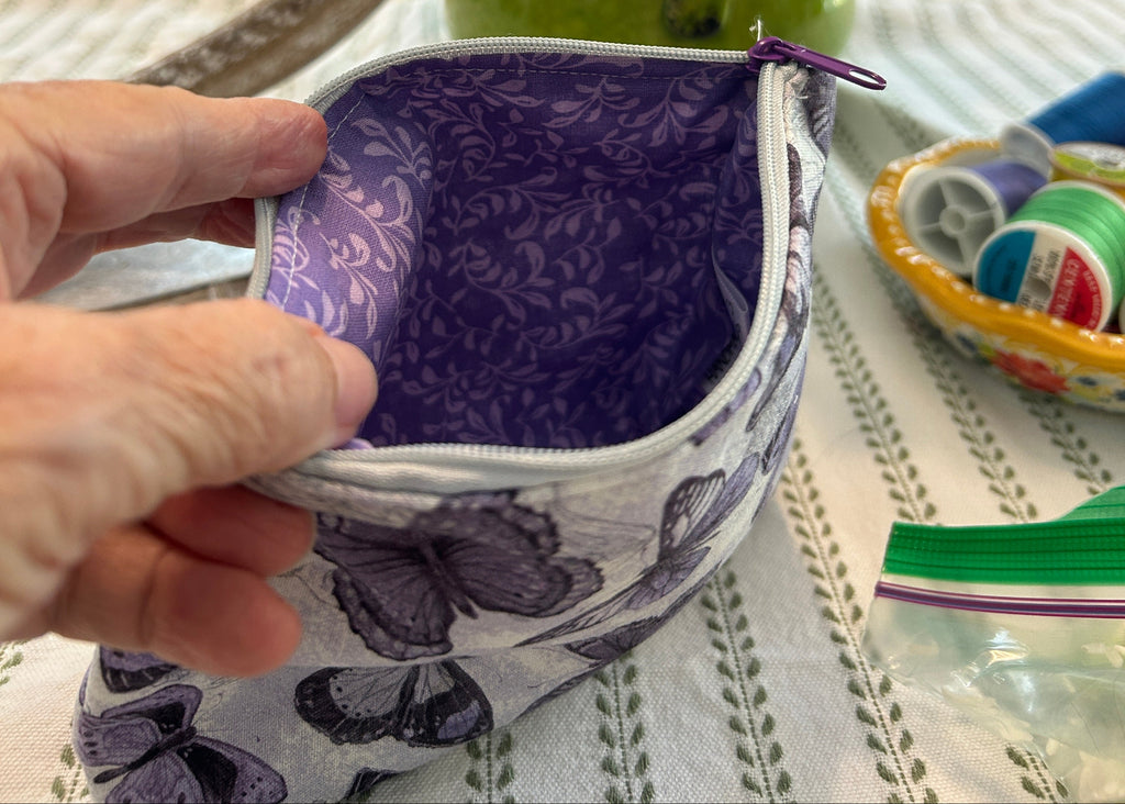 Cosmetic Zipper Pouch - Purple Butterflies