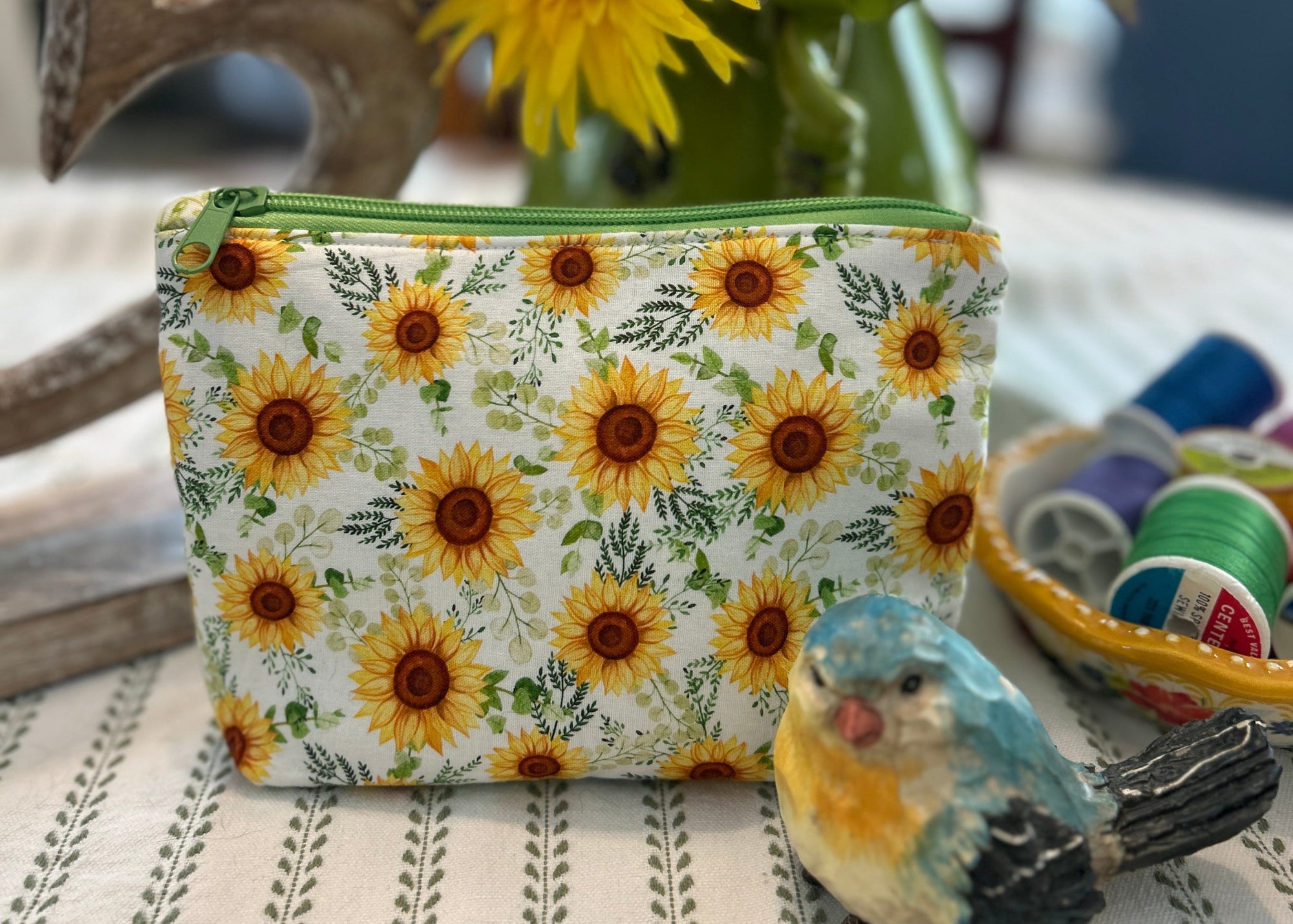 Cosmetic Zipper Pouch - Sunflowers in a Meadow