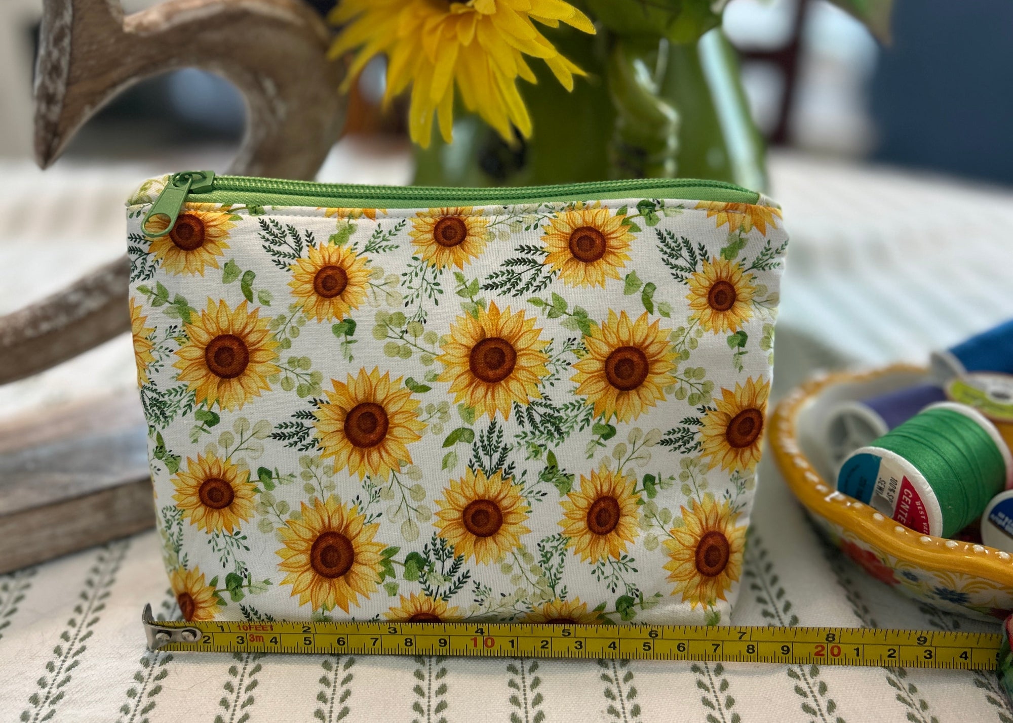 Cosmetic Zipper Pouch - Sunflowers in a Meadow