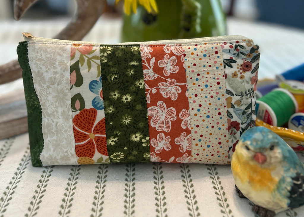 Cosmetic Zipper Pouch - Strips of Scraps