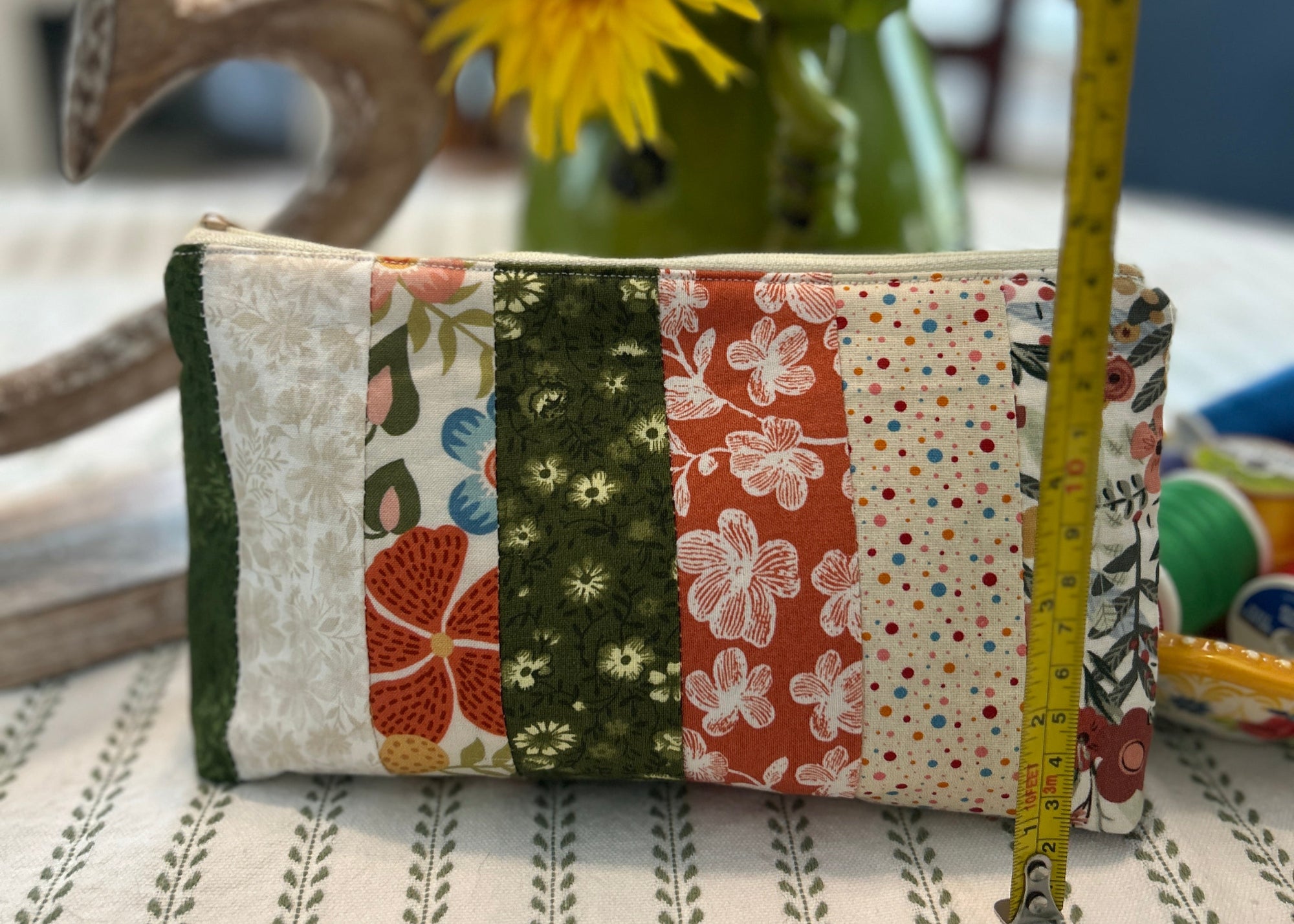 Cosmetic Zipper Pouch - Strips of Scraps