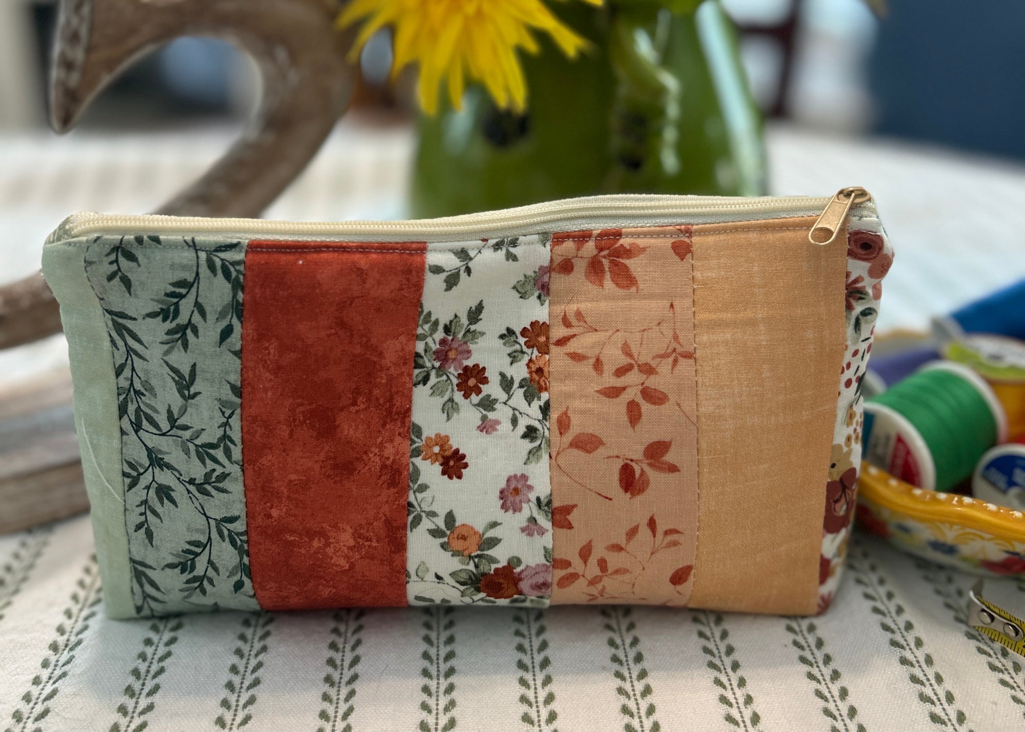 Cosmetic Zipper Pouch - Strips of Scraps