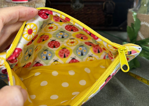 Cosmetic Zipper Pouch - Colorful Lady Bugs
