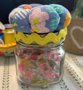 Mason Jar Sewing Kit with Modern Floral Design
