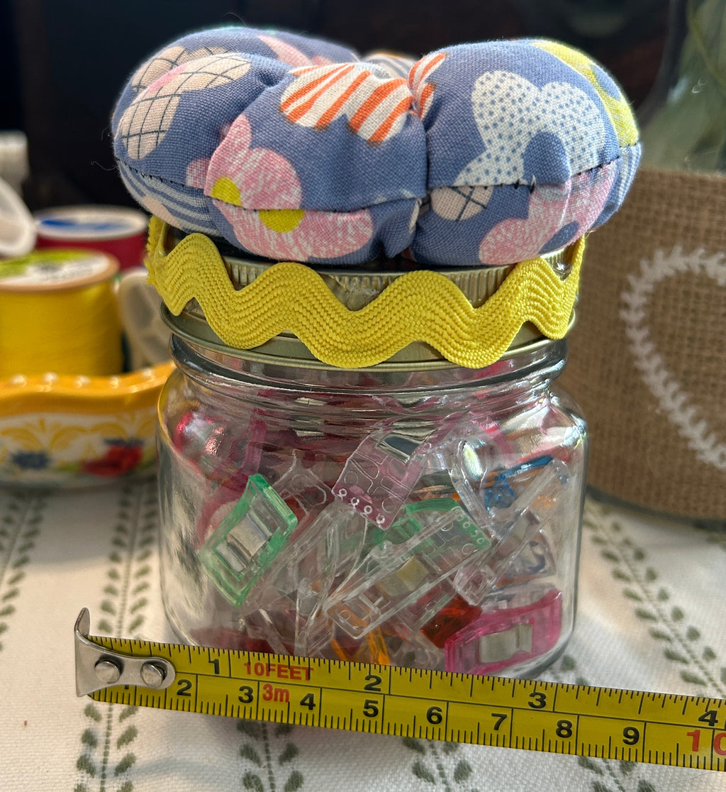 Mason Jar Sewing Kit with Modern Floral Design
