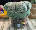 Mason Jar Sewing Kit with Green Flowers and Bees