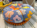 Pin Cushion Modern Floral Design with Wooden Base