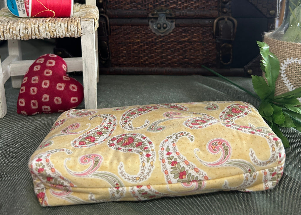 Peachy Paisleys on Buttery Yellow Cosmetic Zipper Pouch