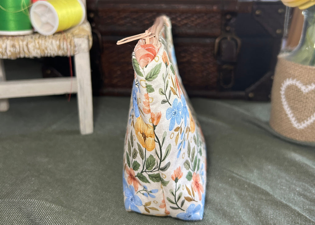 Peach and Blue Cosmetic Zipper Pouch