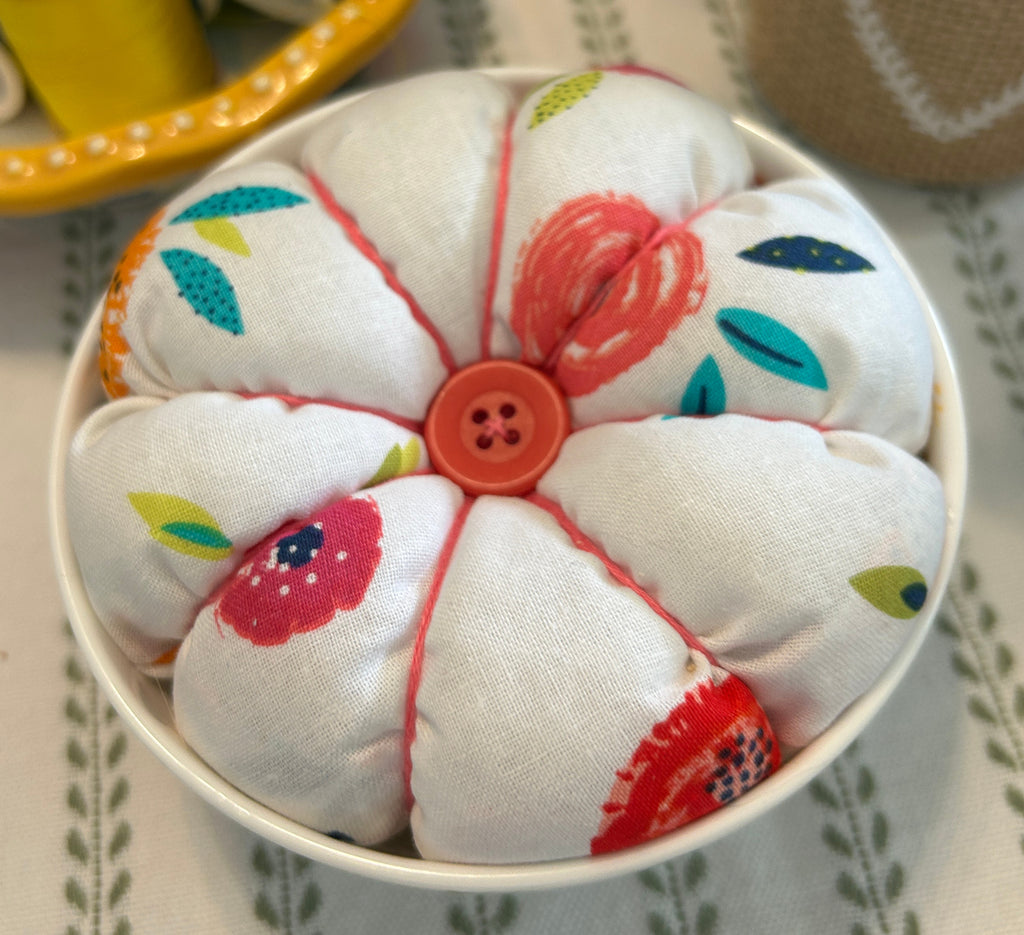 Hot Pink Floral Design in a Bowl Pin Cushion