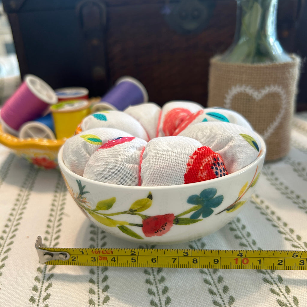Hot Pink Floral Design in a Bowl Pin Cushion