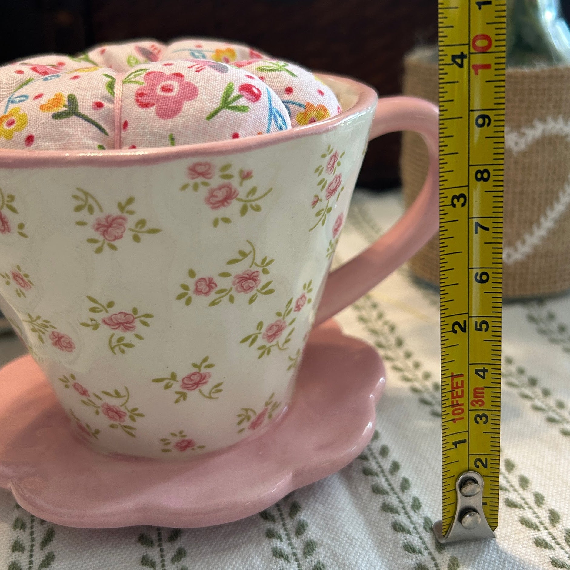 Pretty in Pink Tea Cup Pin Cushion