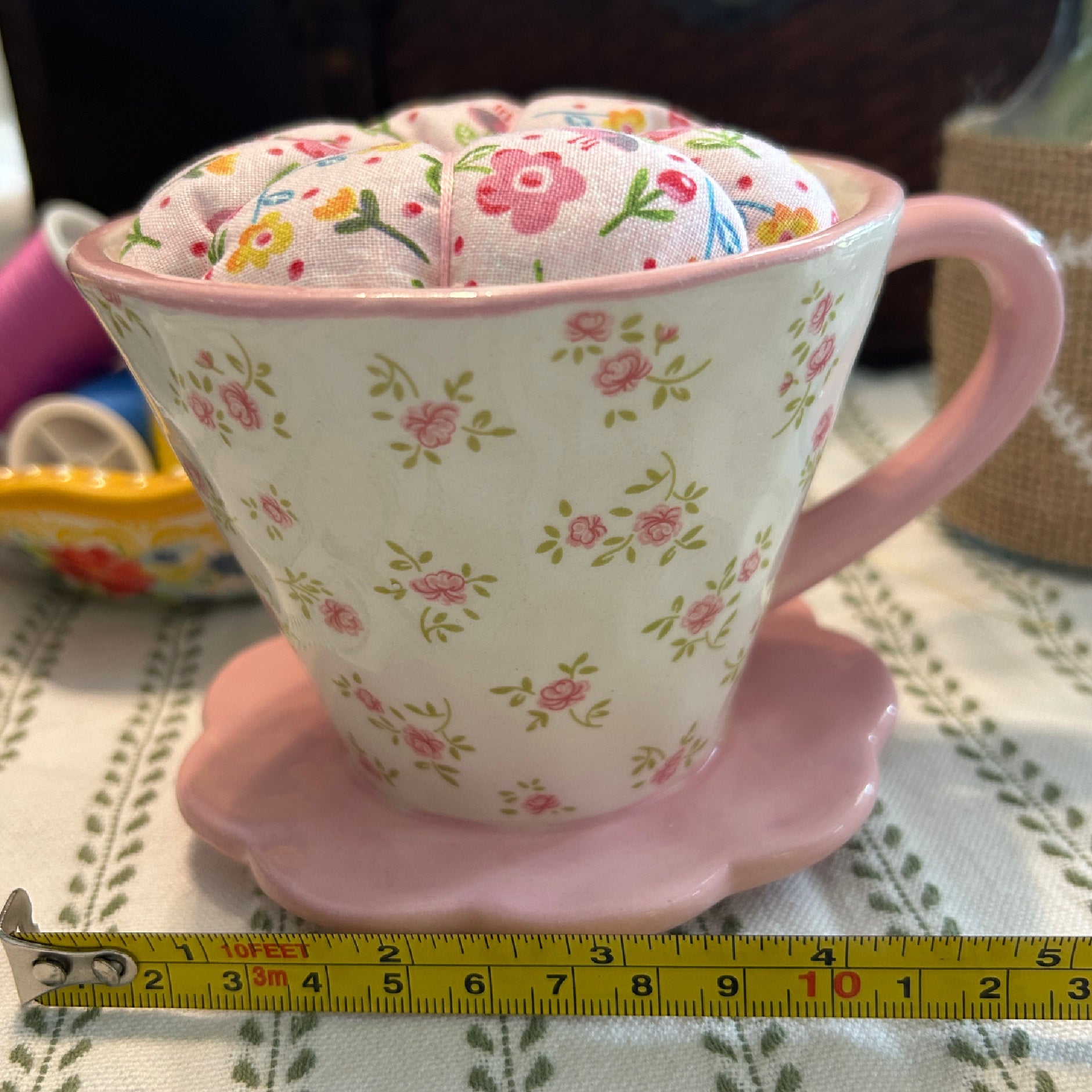 Pretty in Pink Tea Cup Pin Cushion