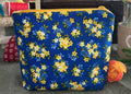 Royal Blue and Golden Yellow Floral Cosmetic Zipper Pouch (Copy)