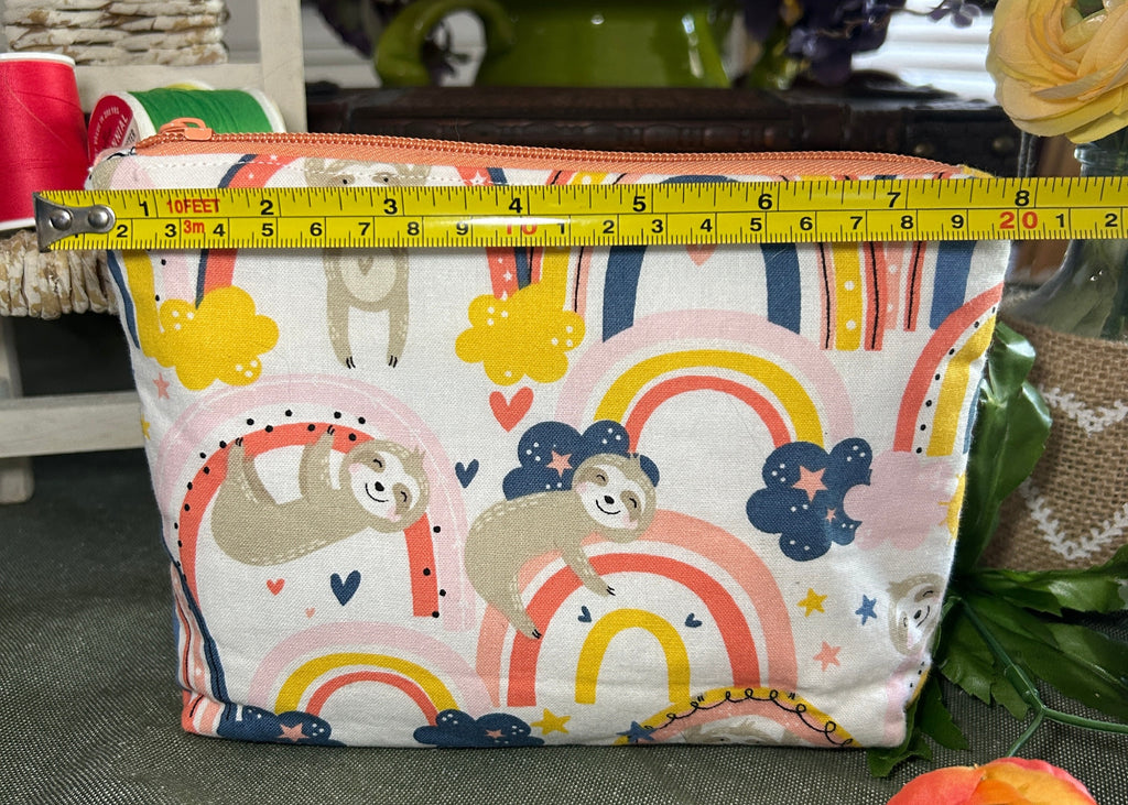 Sloths and Rainbows Cosmetic Zipper Pouch