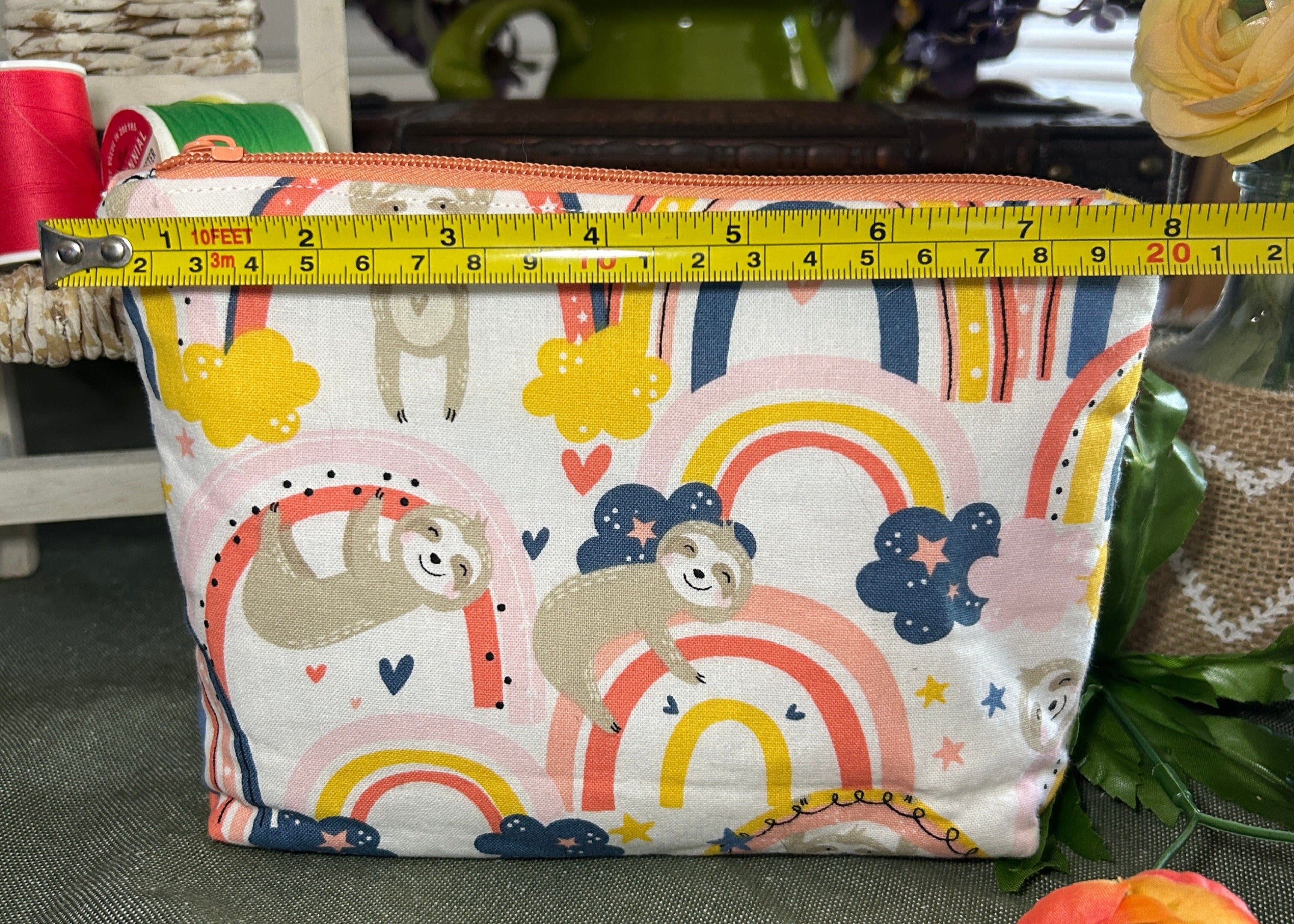 Sloths and Rainbows Cosmetic Zipper Pouch