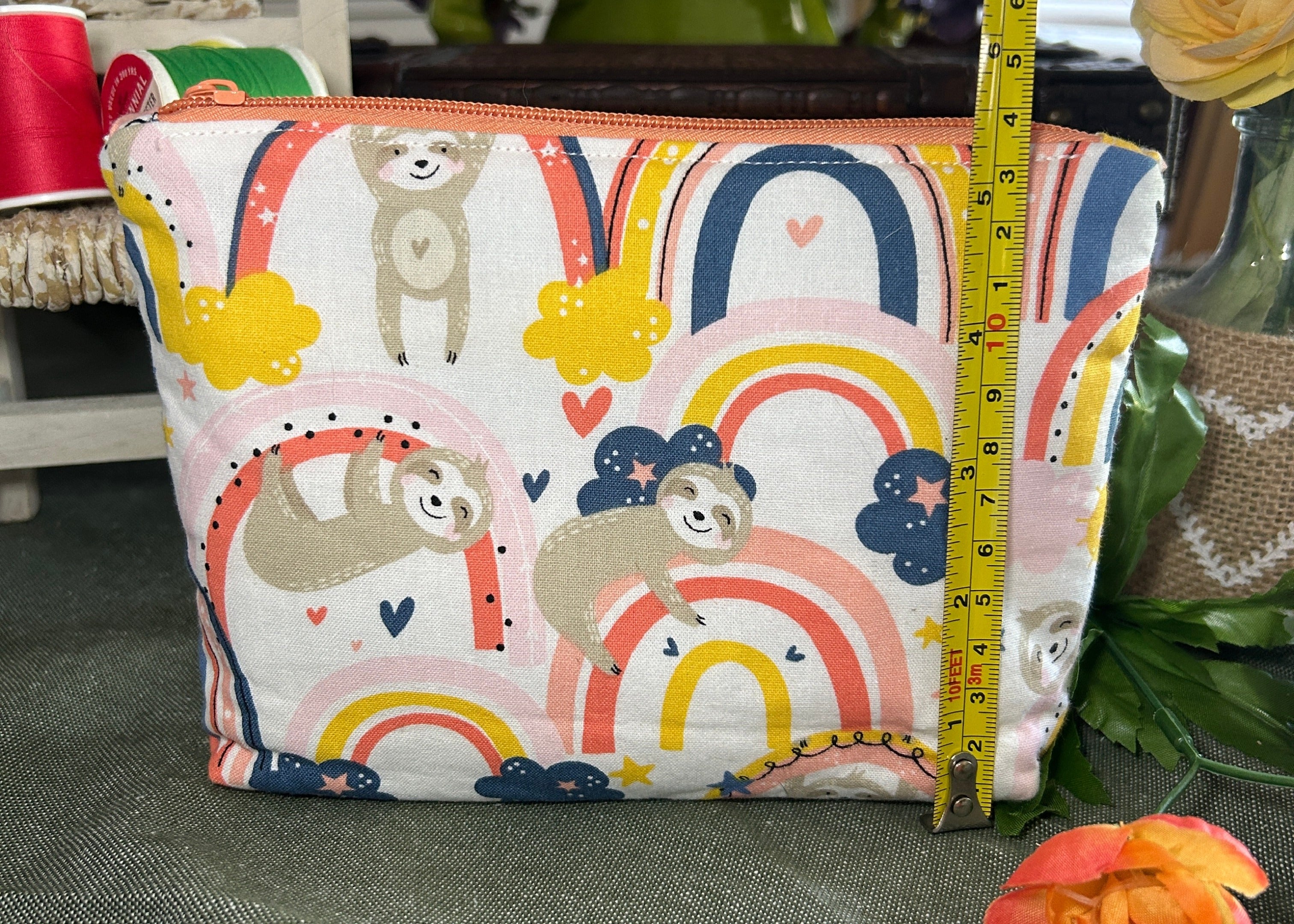 Sloths and Rainbows Cosmetic Zipper Pouch