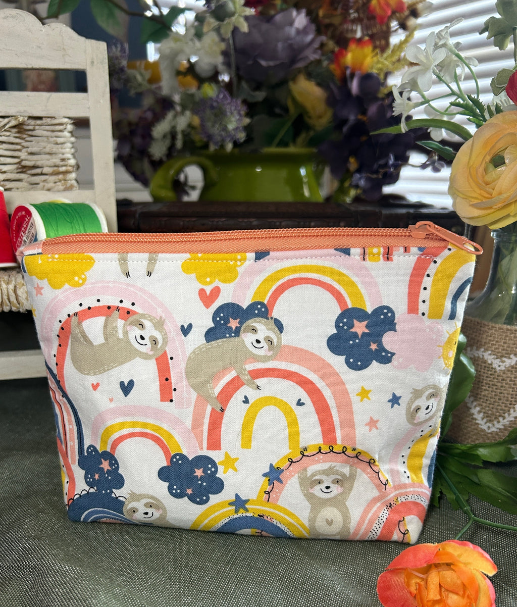 Sloths and Rainbows Cosmetic Zipper Pouch